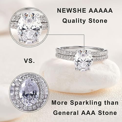 Newshe Jewellery AAAAA Cubic Zirconia Bridal Sets Wedding Rings Solitaire Engagement Rings for Women 925 Sterling Silver Size 4-133