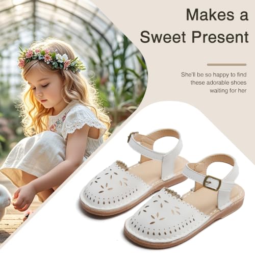 Image of THEE BRON Toddler Floral Cutout Closed Toe Sandals for Girls Breathable Summer Shoes