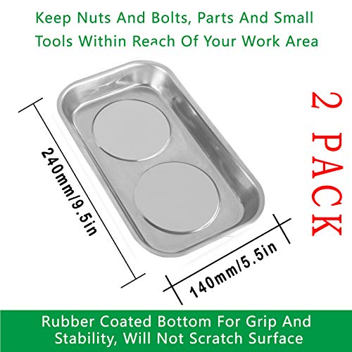 4-Piece Magnetic Tray Set (5.9" X 2.5" / 9.5 X 5.4" Square), Magnet Tool Trays Parts Holder, Best Gift For Men, Women, Diy Handyman, Woodworker, Father #TOP2