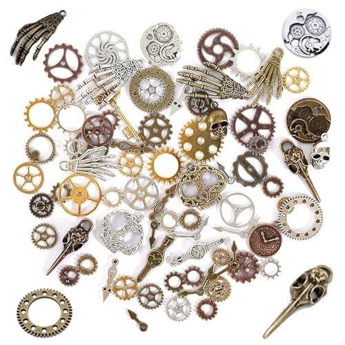 TENGEE 76 Stück Steampunk,Steampunk Accessoires,Steam Punk,Steampunk Deko,ZahnräDer,Zahnrad,Steampunk Accessoires Herren,Metall AnhäNger Zahnraeder Steampunk,für Handwerk Schmuckherstellung ZubehöR