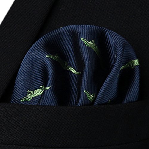 Hisdern Bow Ties For Men Animal Fun Self Tie Bowties Pocket Square Blue Woven Silk Crocodile Bowtie Handkerchief Set For Wedding Party #TOP6