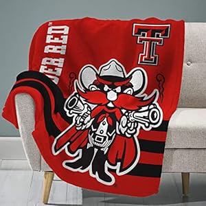 Sleep Squad Texas Tech Red Raiders Raider Red Mascot 60” x 80” Raschel Plush Blanket – A Collegiate Mascot Throw