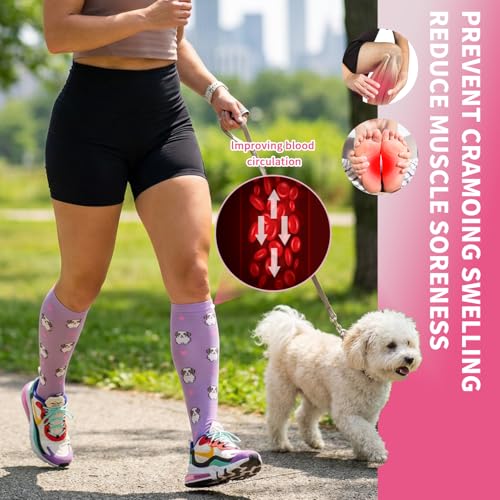 Image of Sooverki Compression Socks for Women & Men 6 Pairs is Best Supportive Knee High Stockings for Circulation, Travel, Nurses