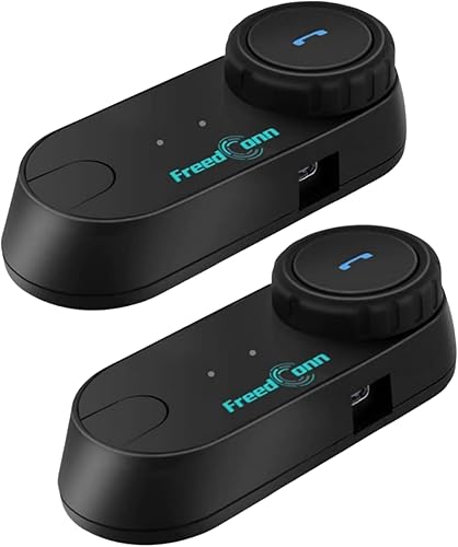 FreedConn T-COMVB - Sistema de comunicación de motocicleta Bluetooth 5.0 FreedConn - Casco Bluetooth para motocicleta, esquí, emparejamiento de 2 3