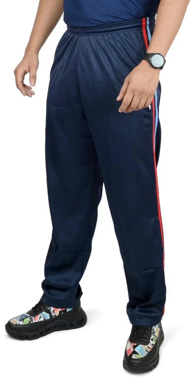 NCC Track Lower for Men and Women, Navy Blue with Red and Sky Blue Side Stripes, Elastic Waist-image-47