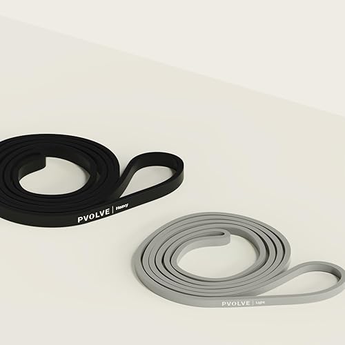 Miniatura 2 de Pvolve Juego de bandas para el cuerpo bandas de resistencia ligeras y pesadas con funda de transporte, añade hasta 35 libras de carga, fuerza y tono