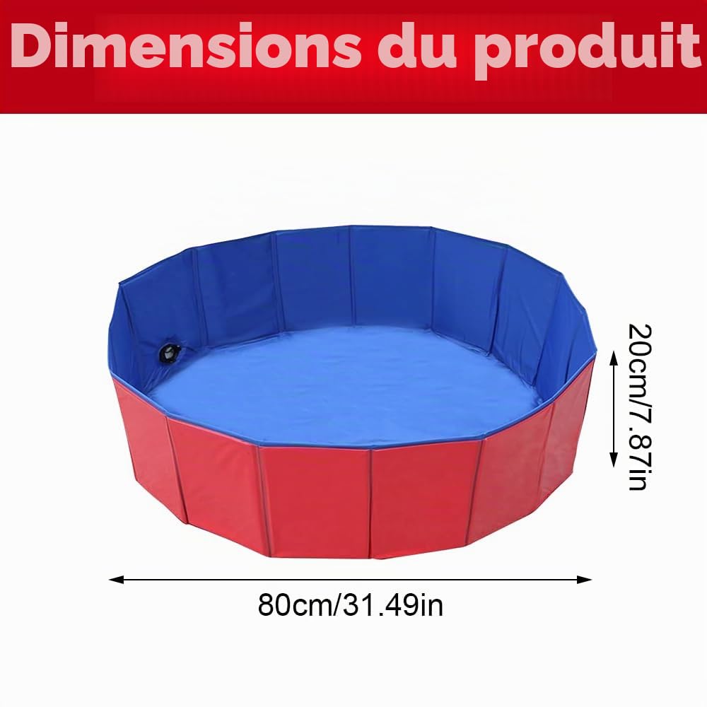 Piscine Chien Pliable, 80x20 cm Piscine pour Chiens, PliablePiscine pour Chien Solide, PVC Piscine pour Chat, Piscine Enfant Pliable pour Intérieur et Extérieur, Baignoire Chien et Aire de Jeu