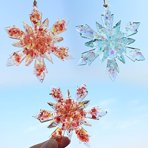 Image of Sakolla 5 Pieces Christmas Silicone Resin Molds 3D Snowflake Molds Silicone Epoxy Casting Resin Mould for DIY Christmas Ornament Jewelry Pendant Decoration, Keychain