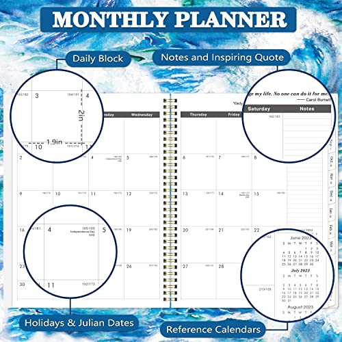 2023-2026 Monthly Planner/Calendar - Jul 2023 - Jun 2026, 3 Year Monthly Planner (36 Months) With Tabs ＆ Two-Side Pockets, 9" X 11", Twin-Wire Binding, Celebrity Quotes, Great For Long-Term Planning #TOP2