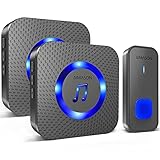 Timbre inalámbrico de Aimason, resistente al agua, juego de timbre de puerta, alcance de 400 m, IP55, exterior, resistente al agua, con 2 receptores, 55 melodías, 5 niveles de volumen