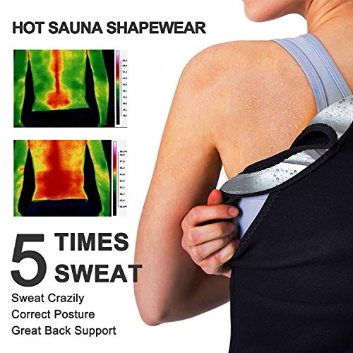 Junlan Sauna Suit for Women Sweat Workout Tank Tops Heat Trapping Vest Slimming Polymer Sauna Vest Black