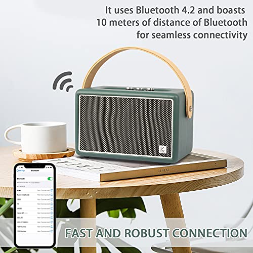 Vintage Bluetooth Speaker, Konex 40W Leather Portable Wireless Speaker, Bluetooth 4.2 Heavy Bass Music Player, 20H Long Playtime, Outdoor Speaker For Home, Office, Party, Gift For Friend #TOP2