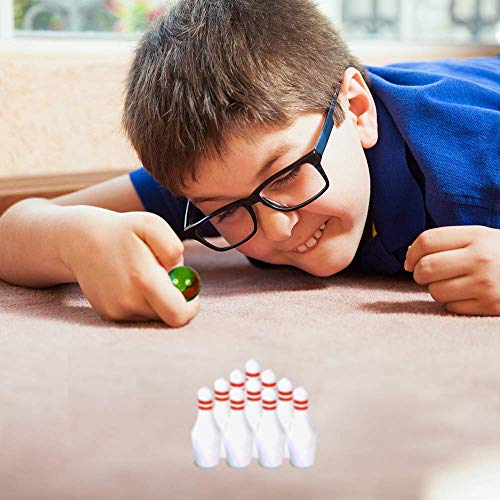 Artcreativity Mini Bowling Game, Set Of 12, Each Set Includes 10 Miniature Pins And 1 Marble Bowling Ball, Tabletop Bowling Sets For Kids And Adults, Party Favors, Goodie Bag Fillers, And Small Prizes #TOP6