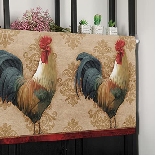 Jannygogo Cock Rooster Curtains For Bedroom Living Room Farm Animal Floral Valance Roman Shades For Windows Farmhouse Curtains & Drapes Rod Pocket Valances For Kitchen Window Curtains Over Sink,54X18In thumb #6