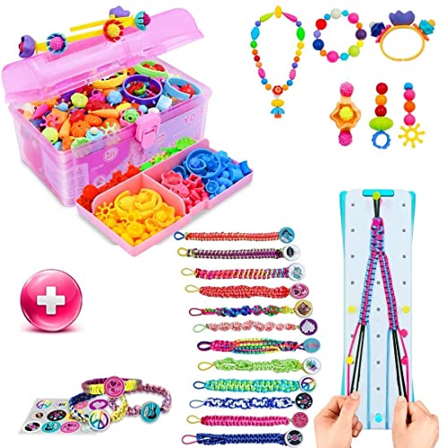 VERTOY Friendship Bracelet Kit and Pop Beads Jewelry Making Kit for Girls, STEM Arts and Crafts Toys for 3-10 Year Old Girls, Best Birthday Gifts for Girls and Toddlers, Value 2 Packs