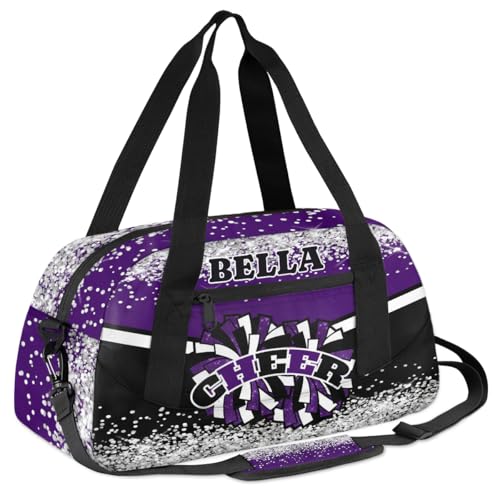 Custom Kids Sports Duffel Bag Glitter Purple Cheer Personalized Dance Gym Bag for Boys Girls Lightweight Weekender Travel Duffle Cheer Bag2