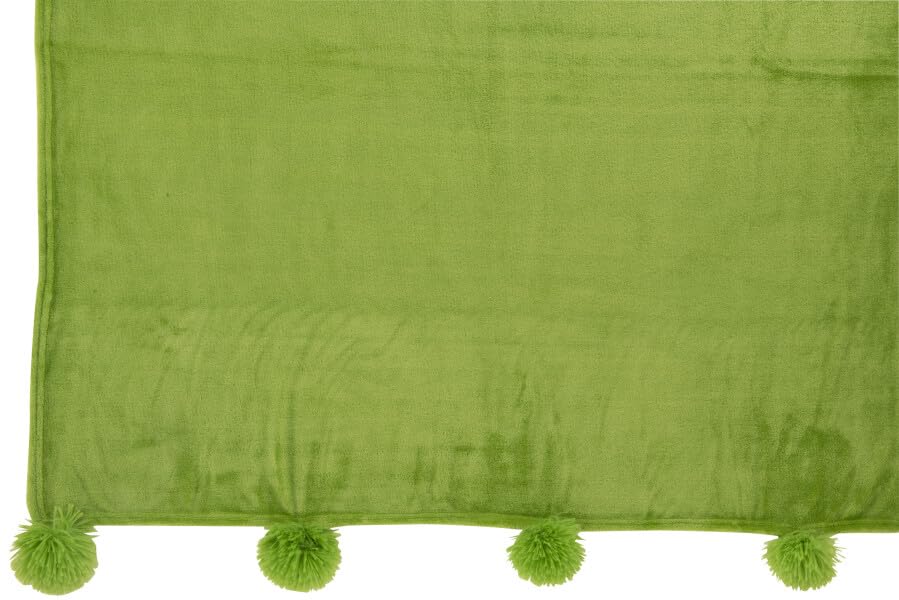 Plaid couverture chaud et doux à pompons vert pour frissonner de bonheur - 2