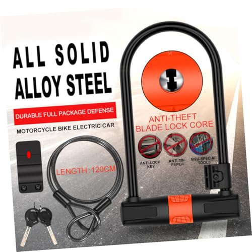 Serrure U en acier robuste avec câble vélo et moto noir orange