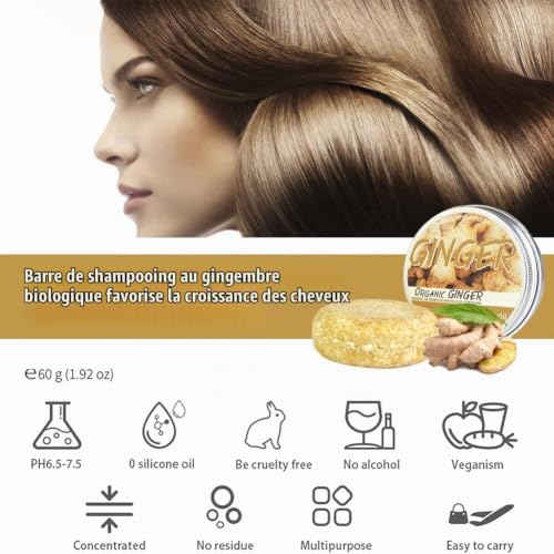 Mroobest Barre de Shampoing pour Recroissance des Cheveux, Savon de Shampooing Solide Au Gingembre, Anti-Perte, Favorise La Croissance – vue 7