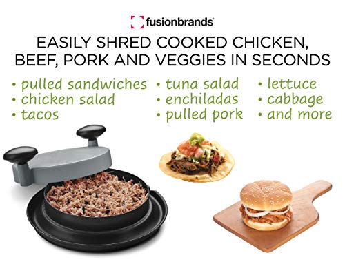 Fusionbrands Shredmachine-The Quick, Easy To Use Alternative To Bear Claws Meat Shredder For Pulled Pork, Beef And Chicken And More-Bpa Free Hand Shredder With Easy To Grip Handles, Non-Skid Base,Grey #TOP4