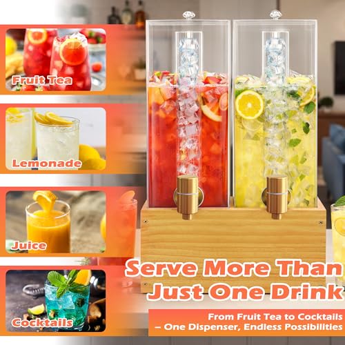 Beverage Dispenser with Stand, 4 Gallon Dual Drink Dispenser Stand, Large Drink Dispenser for Party, Wood Stand by koretech - Image 6