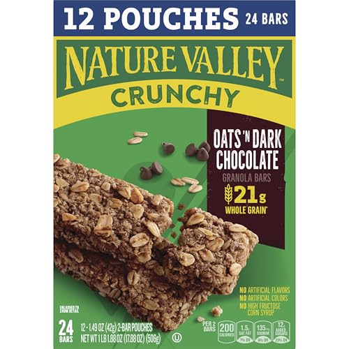 Nature Valley Crunchy Granola Bars, Oats 'n Dark Chocolate, 24 Bars, 17.88 OZ (12 Pouches) image 8