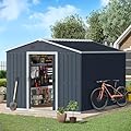 Outdoor Storage Sheds 10X8X6 FT Metal Shed with Sliding Door and Air Vents for Garden, Backyard, and Patio
