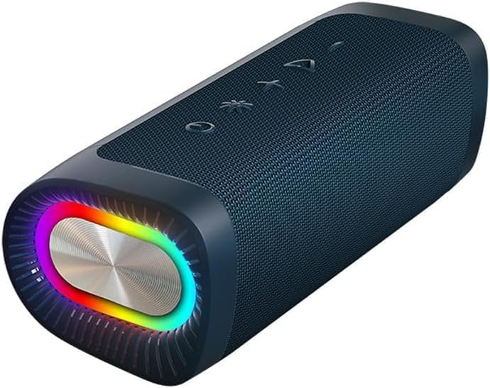 TECHVIDAWireless Bluetooth Portable Speaker 10W Stereo Sound with Multi LED Light Dynamic Modes, IPX5 Waterproof Speakers, TWS Surround Pairing, Lightweight for Home Party Outdoor Beach (Blue)