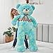 Tezituor 52in Giant Teddy Bear,Big Stuffed Animal Plush,Rainbow Green Soft Gifts for Valentine, Christmas, Birthday,Life Size Plush Toys for Grils Boys Girlfriend,Blue Green