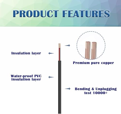 Miniatura 10 de HayEastdor 2 cables de extensión de alimentación CC de 10 pies (9.8 ft) de 12 V con conectores adaptadores de conector de alimentación (2 x macho +