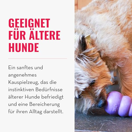 KONG Senior - Hundespielzeug aus Sanftem Naturkautschuk - Befüllbares Leckerli-Spielzeug für Ältere Hunde - Für Große Hunde