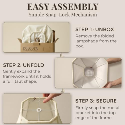 Image of Cream Octagonal Bell Lamp Shades (1 Pack), 6.5 inch Top x 13 inch Bottom x 10.8 inch Height - Medium Fabric Shade for Table Lamps, Modern Farmhouse & Minimalist Home Decor, Spider Fitter(harp not included)