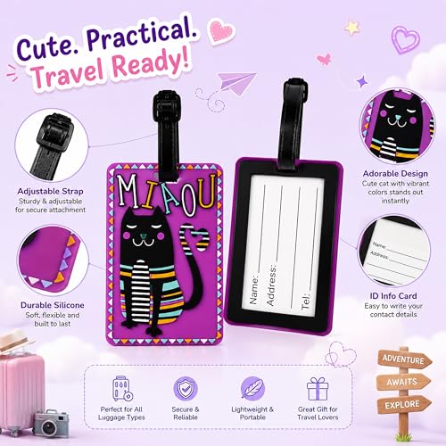 Image of Storite Pack of 2 Luggage Tags with Black Silicon Strap (Multicolor)