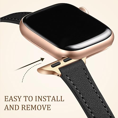 CeMiKa Slim Leather Straps Compatible with Apple Watch Strap 42mm 44mm 45mm 49mm 46mm - Image 4