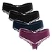 Produktbild Charmo Sexy Tanga Briefs für Damen Panties Baumwoll Unterhosen Strings 4er Pack Schwarz Dunkelblau Violett