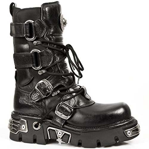 Bottes Motard New Rock noir 41 chaussure cuir mixte adulte style gothique biker