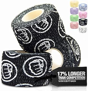 WOD Nation Weightlifting Hook Grip Tape - 3 Pack 23 Feet Long Sticky, Comfortable & Stretchy Athletic Tape for Weight Lifting forCrossfit and Cross Training - Thumb, Hand & Finger Protection - Black