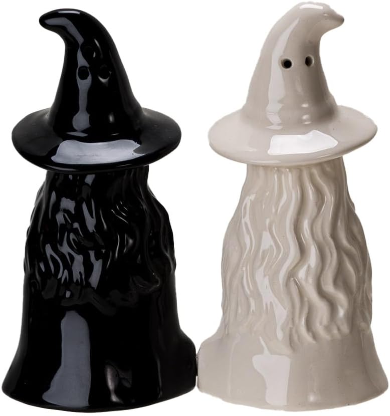 Pacific Giftware Mystical White and Black Witch Salt and Pepper Shakers