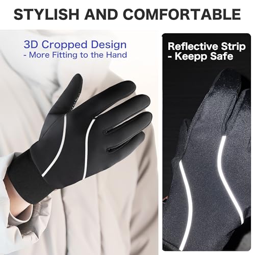 Origem Thermal Gloves Men Women, 3M Thinsulate Winter Gloves, Water Resistant Cycling Gloves, Anti Slip Touch Screen Gloves Liner for Runing Riding Walking Driving Outdoor - Image 6