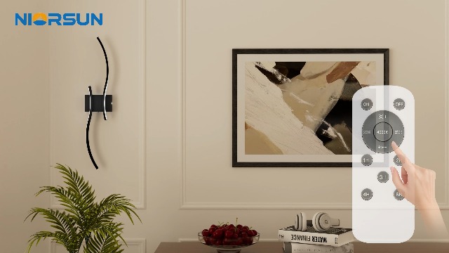 Image of NIORSUN 27.6 Inch Battery Operated Wall Sconce Set of 2, Black Modern Rechargeable Wall Lights with Remote, 3CCT Dimmable Wireless Wall Lamp for Living Room Bedroom Hallway