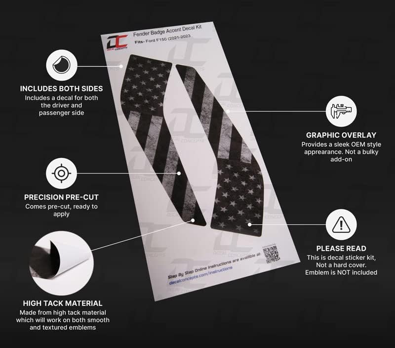 Miniatura 2 de Decal Concepts Fender Badge - Kit de calcomanías para emblema  Compatible con F150 (2021-2025) (estilo bandera (rojo, blanco, azul estándar))
