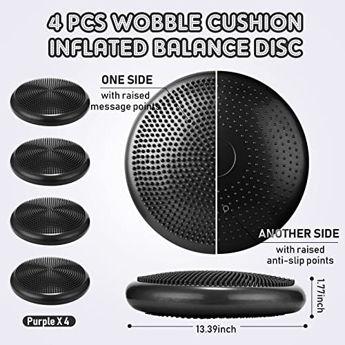 Image of Jerify 4 Pcs Wiggle Seat Flexible Inflated Wobble Cushion Stability Balance Pad Balance Disc Sensory Seat for Men Women Fitness Physical Exercise Improving Posture Home Office
