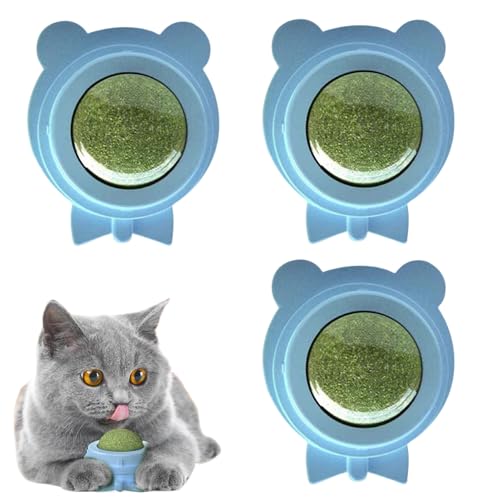 Bolas De Hierba Gatera para Gatos - Juego De 3 Unidades Pelotas De Menta para Pared - Golosinas Masticables para Lamer Y Mordisquear - Enriquecimiento Interactivo para Mordida Y Dentición