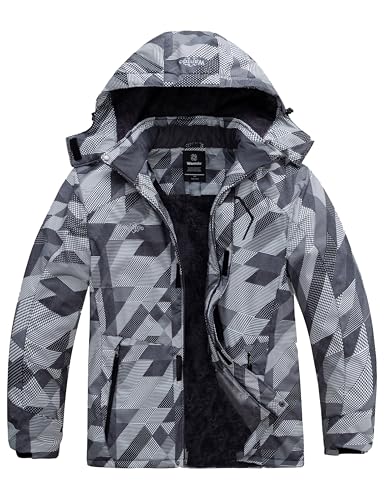 wantdo Men's Waterproof Ski Jacket Outdoor Windproof Fleece Insulated Snowboard Jacket Black & White...