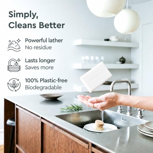ZeroWastely Natural Dish Soap Bar - Value Pack of 3 Solid Soap Block 16oz - UnScented, Long Lasting, Skin Friendly - Sustainably Made from 100% Organic Ingredients - Plastic Free Dish Soap - Image 3