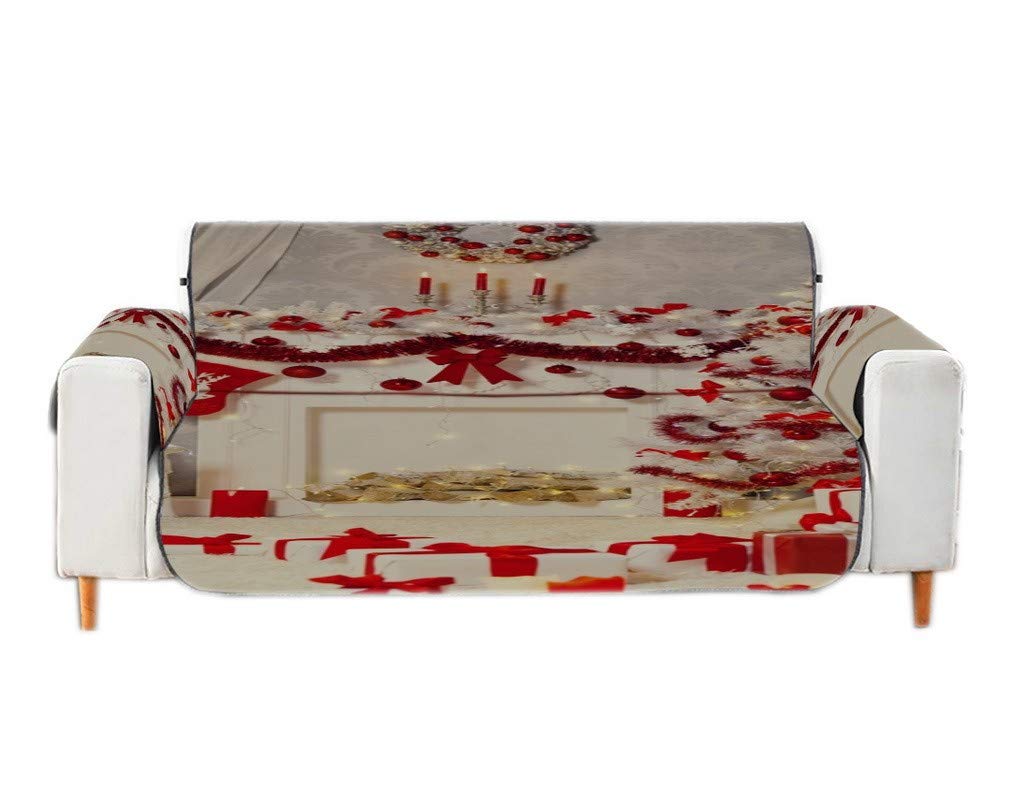 Housse de canapé velours de Noël au design guirlande de cheminée