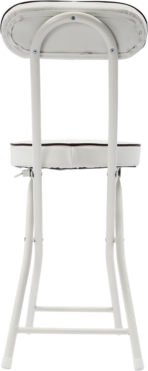 4Pcs Folding Stool with Back Cushioned Padded Folding Stool Portable Bar Stool Collapsible Counter Height Chair for Kitchen Island Home Office Camping Fishing Hiking 18.9Inch Height (White)