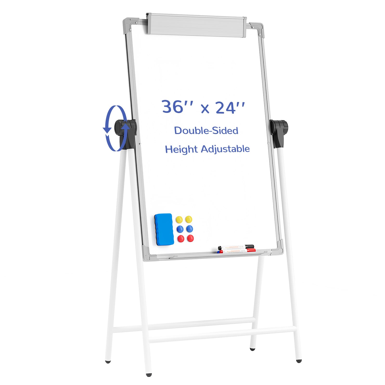 Photo 1 of **** AS IS ALL SALES FINAL NO RETURNS **** Large Double Sided White Board with Stands, 36" x 24" A-Stand Dry Erase Easel, Portable Flip Chart Easel with Height Adjustable Design for Home, School, Office