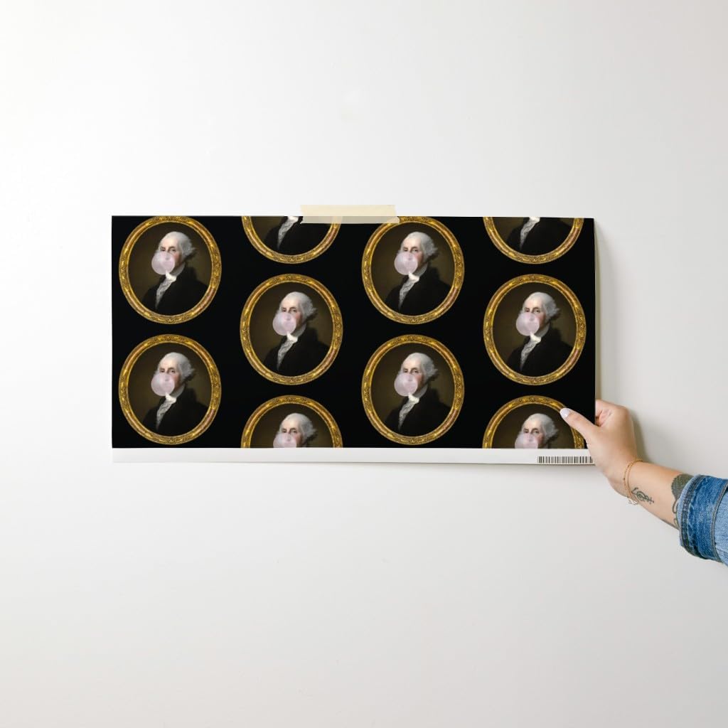 Peel & Stick Wallpaper Swatch - George Washington Bubble Gum Funny Historical Library History Custom Removable Wallpaper by Spoonflower