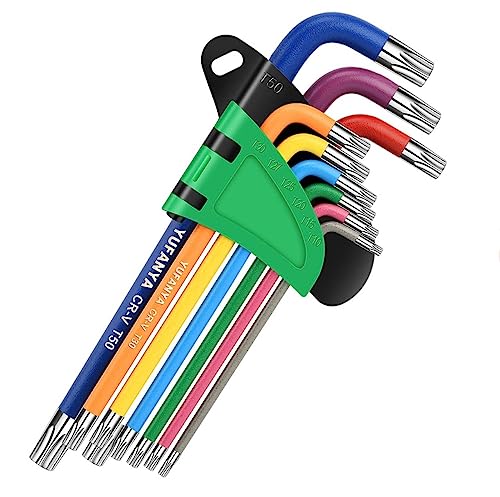 YUFANYA 9PC Torx Key Set,Star Hex Key Set,Torx Allen Key Set including Multi Colour Coded,Sizes T10-T50,Allen Wrench Set for Bicycle Repair,Furniture Assembly,Appliance Repair,Household DIY